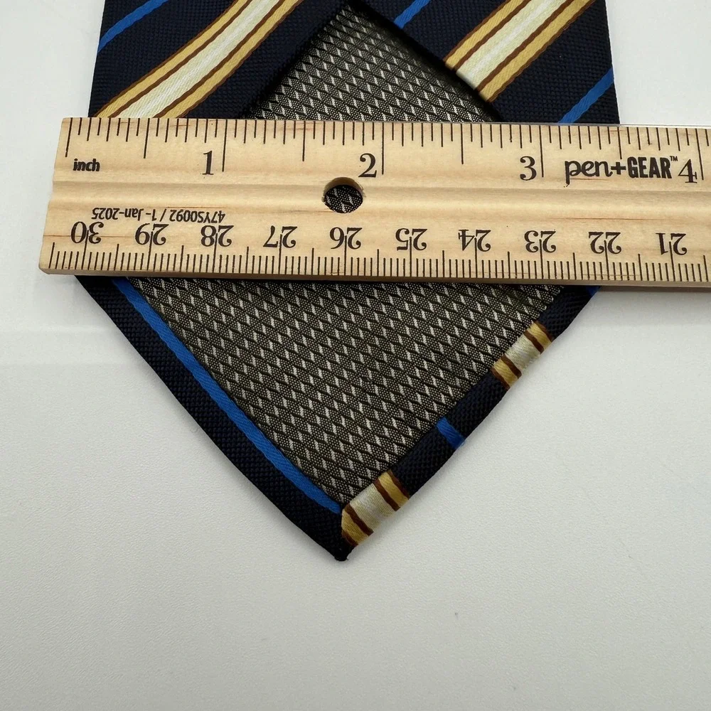 Covington Mens Striped Necktie Polyester Formal‎ Business Blue Gold